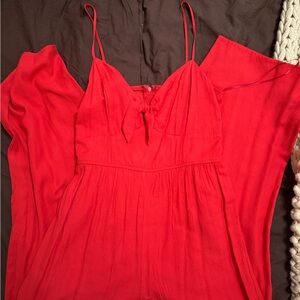 Francesca’s red jumpsuit
